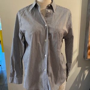 Otto Kern Grey and White Stripe Blouse Size 2